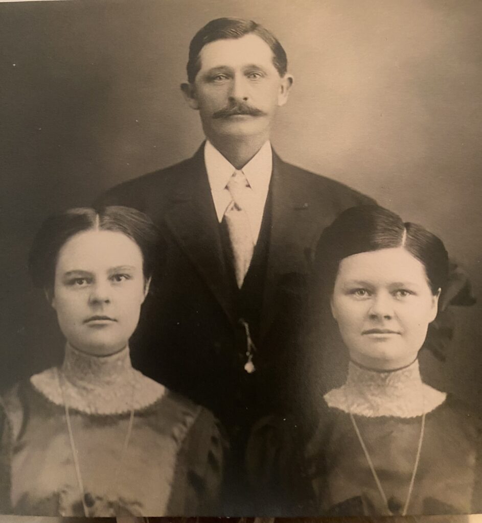 Grandpa Mahler with daughters Lucy Mahler Macy and Elsie Mahler Hattendorf